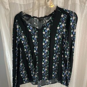 Floral Black Blouse by Talbots